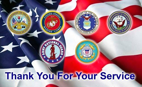 Thank you For Your Service U.S. Military Service Members