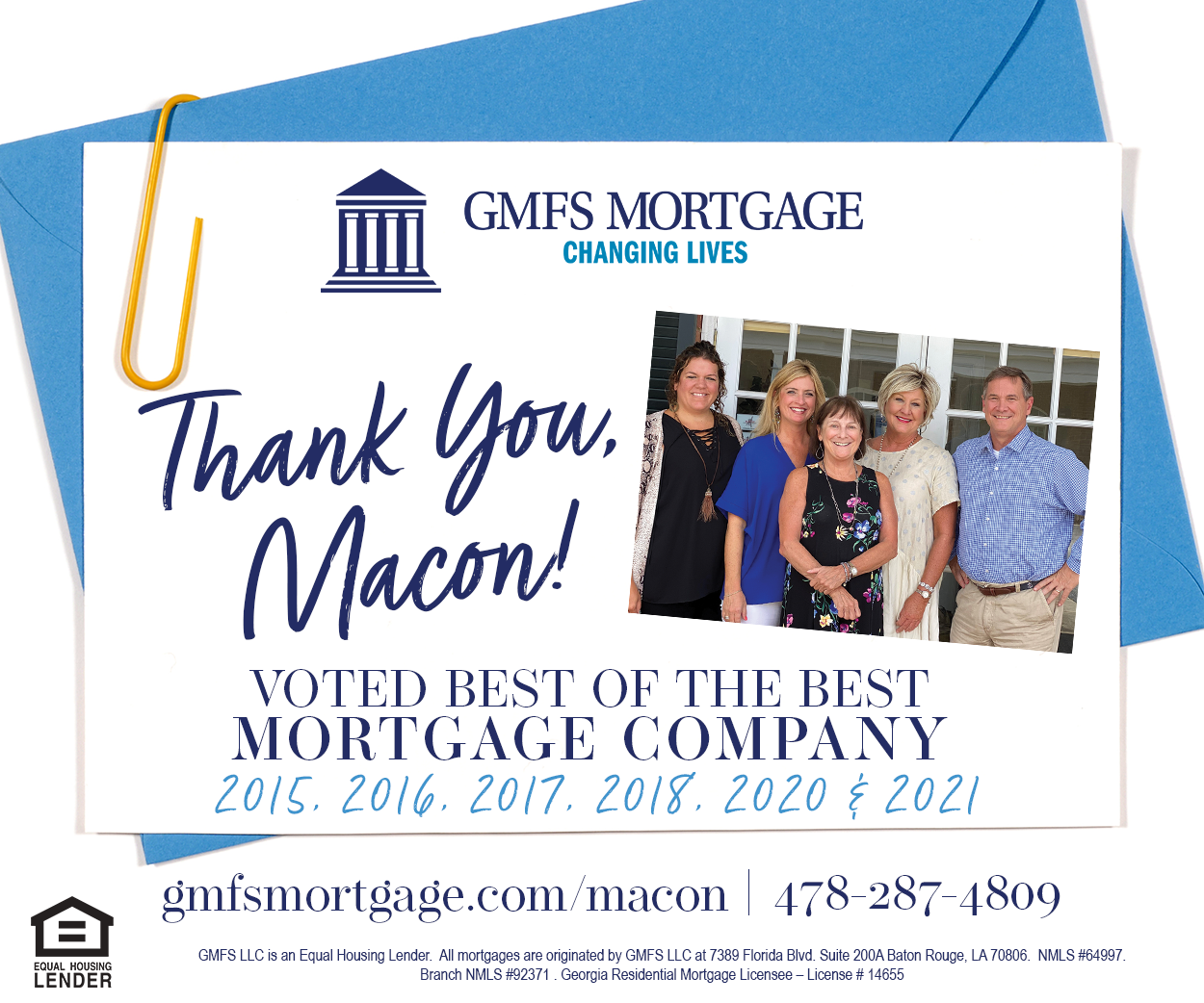GMFS Mortgage in Macon Georgia voted "best of the best"