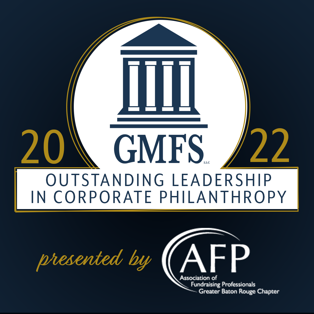 Small banner showcasing GMFS Mortgage's philanthropy award for 2022.