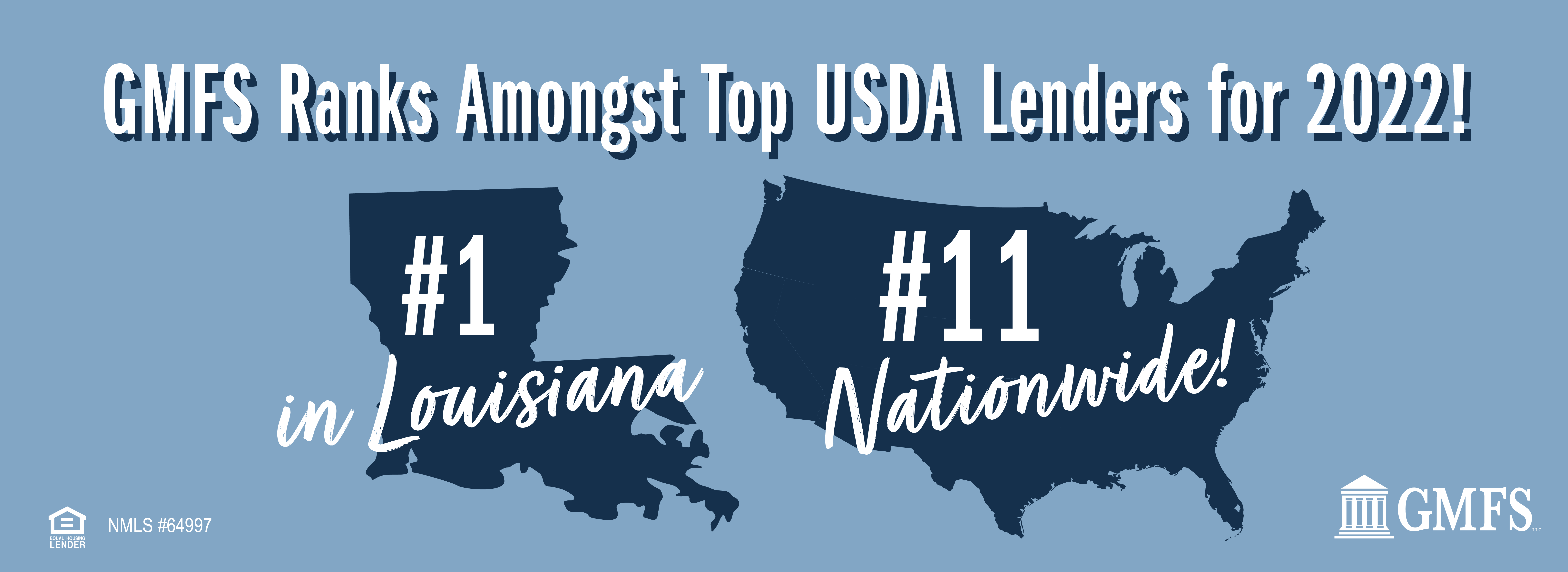 GMFS Mortgage ranked as the #1 USDA lender in Louisiana and #11 nationally for 2022